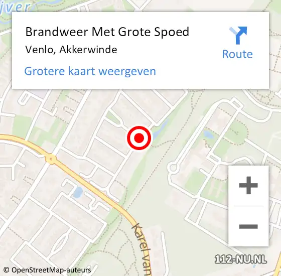 Locatie op kaart van de 112 melding: Brandweer Met Grote Spoed Naar Venlo, Akkerwinde op 31 mei 2020 13:42