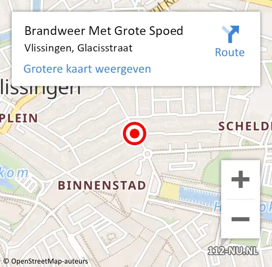 Locatie op kaart van de 112 melding: Brandweer Met Grote Spoed Naar Vlissingen, Glacisstraat op 31 mei 2020 13:52