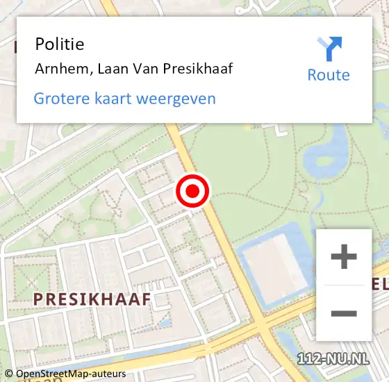 Locatie op kaart van de 112 melding: Politie Arnhem, Laan Van Presikhaaf op 31 mei 2020 13:55