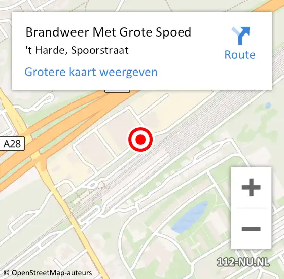 Locatie op kaart van de 112 melding: Brandweer Met Grote Spoed Naar 't Harde, Spoorstraat op 31 mei 2020 13:59