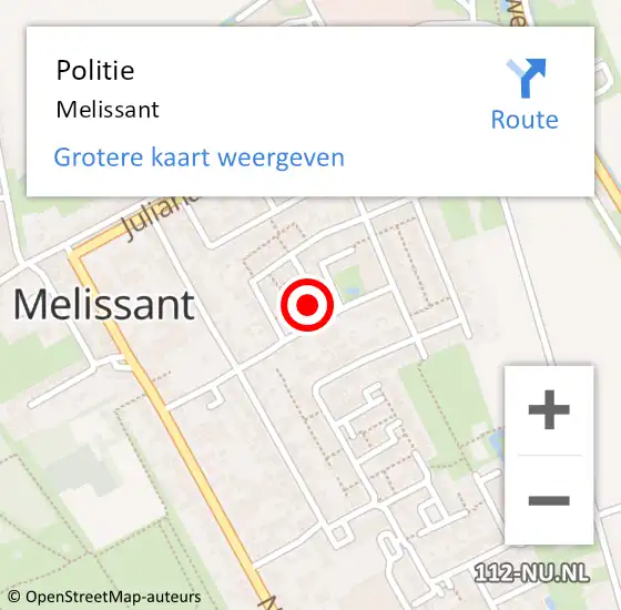 Locatie op kaart van de 112 melding: Politie Melissant op 31 mei 2020 14:04