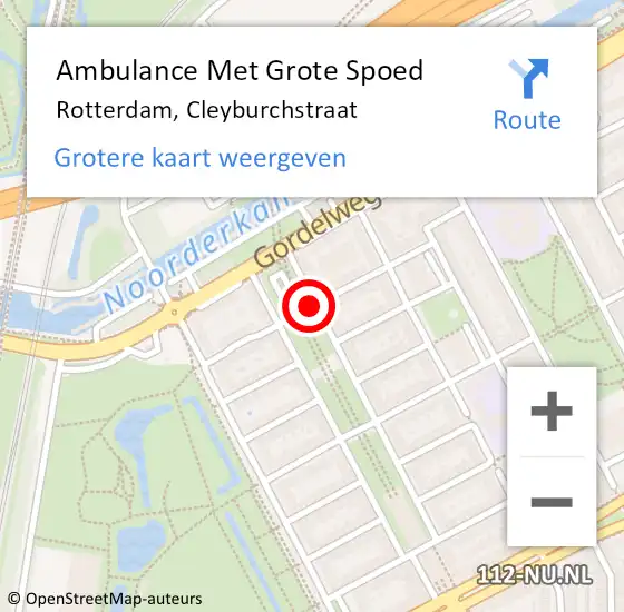 Locatie op kaart van de 112 melding: Ambulance Met Grote Spoed Naar Rotterdam, Cleyburchstraat op 31 mei 2020 14:07