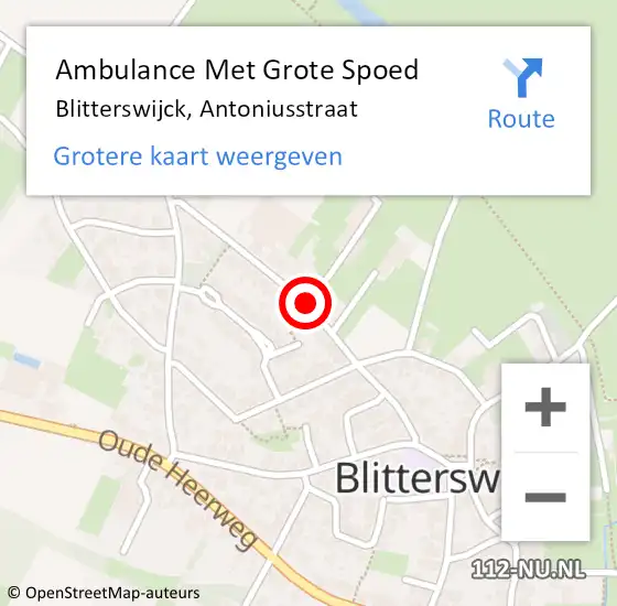 Locatie op kaart van de 112 melding: Ambulance Met Grote Spoed Naar Blitterswijck, Antoniusstraat op 31 mei 2020 15:03