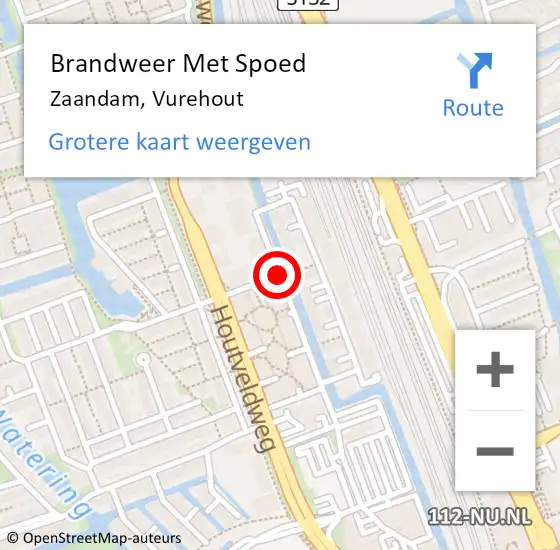 Locatie op kaart van de 112 melding: Brandweer Met Spoed Naar Zaandam, Vurehout op 31 mei 2020 15:21