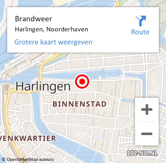 Locatie op kaart van de 112 melding: Brandweer Harlingen, Noorderhaven op 31 mei 2020 15:58