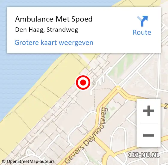 Locatie op kaart van de 112 melding: Ambulance Met Spoed Naar Den Haag, Strandweg op 31 mei 2020 16:34