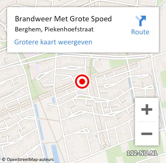 Locatie op kaart van de 112 melding: Brandweer Met Grote Spoed Naar Berghem, Piekenhoefstraat op 31 mei 2020 17:32