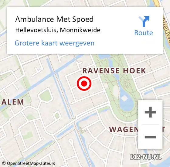Locatie op kaart van de 112 melding: Ambulance Met Spoed Naar Hellevoetsluis, Monnikweide op 31 mei 2020 18:47