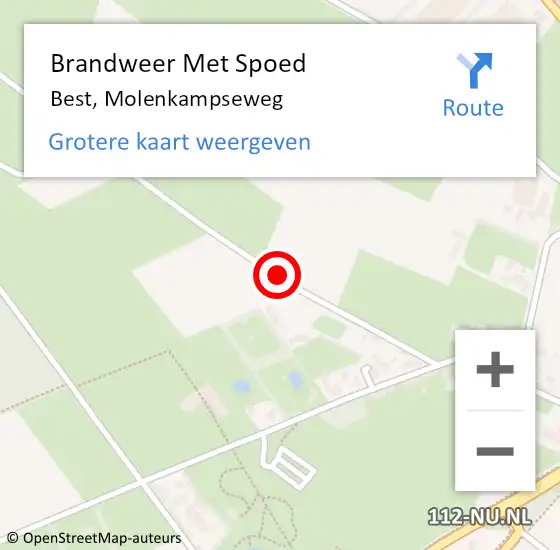 Locatie op kaart van de 112 melding: Brandweer Met Spoed Naar Best, Molenkampseweg op 31 mei 2020 19:40