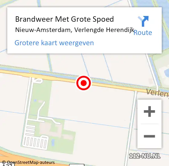 Locatie op kaart van de 112 melding: Brandweer Met Grote Spoed Naar Nieuw-Amsterdam, Verlengde Herendijk op 31 mei 2020 20:01