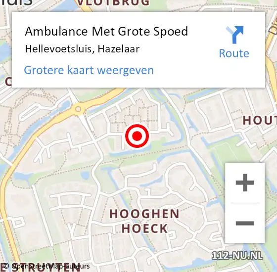 Locatie op kaart van de 112 melding: Ambulance Met Grote Spoed Naar Hellevoetsluis, Hazelaar op 31 mei 2020 20:02