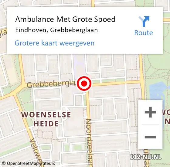 Locatie op kaart van de 112 melding: Ambulance Met Grote Spoed Naar Eindhoven, Grebbeberglaan op 31 mei 2020 20:27