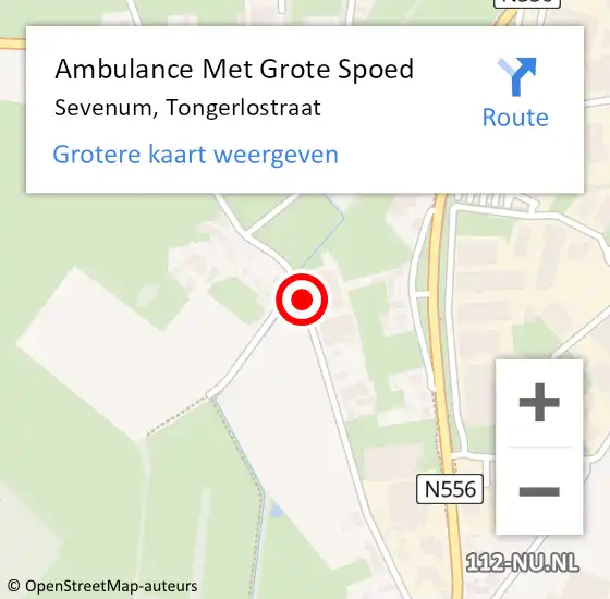 Locatie op kaart van de 112 melding: Ambulance Met Grote Spoed Naar Sevenum, Tongerlostraat op 31 mei 2020 20:29