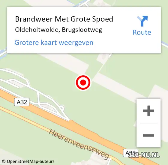 Locatie op kaart van de 112 melding: Brandweer Met Grote Spoed Naar Oldeholtwolde, Brugslootweg op 8 mei 2014 10:35