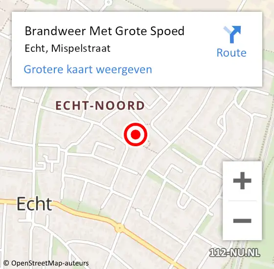 Locatie op kaart van de 112 melding: Brandweer Met Grote Spoed Naar Echt, Mispelstraat op 31 mei 2020 21:53