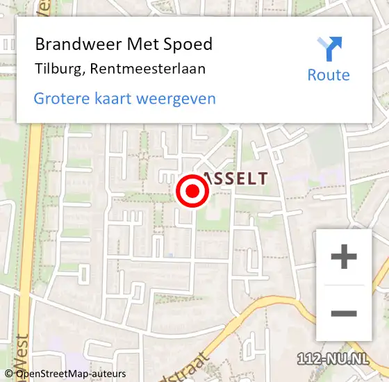 Locatie op kaart van de 112 melding: Brandweer Met Spoed Naar Tilburg, Rentmeesterlaan op 31 mei 2020 23:44