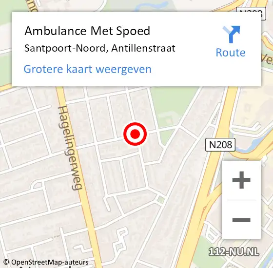 Locatie op kaart van de 112 melding: Ambulance Met Spoed Naar Santpoort-Noord, Antillenstraat op 1 juni 2020 04:16