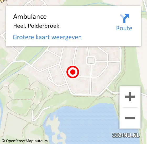 Locatie op kaart van de 112 melding: Ambulance Heel, Polderbroek op 8 mei 2014 10:59