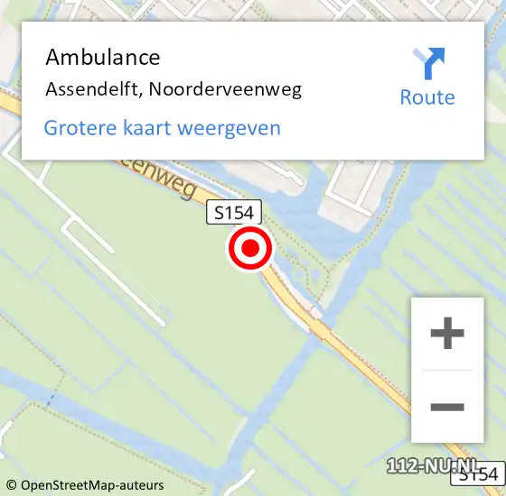 Locatie op kaart van de 112 melding: Ambulance Assendelft, Noorderveenweg op 1 juni 2020 05:10