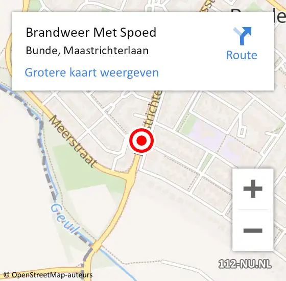 Locatie op kaart van de 112 melding: Brandweer Met Spoed Naar Bunde, Maastrichterlaan op 1 juni 2020 07:13