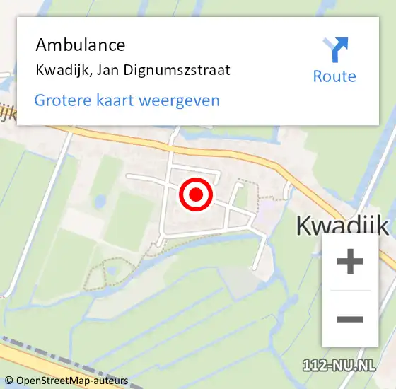 Locatie op kaart van de 112 melding: Ambulance Kwadijk, Jan Dignumszstraat op 1 juni 2020 07:36