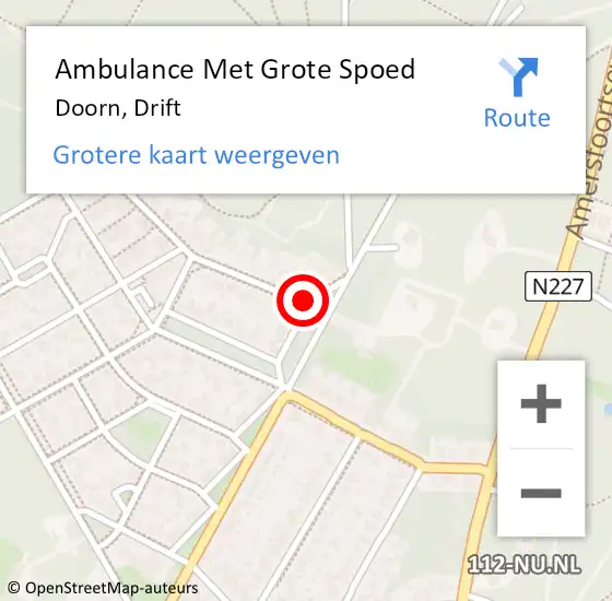 Locatie op kaart van de 112 melding: Ambulance Met Grote Spoed Naar Doorn, Drift op 1 juni 2020 07:55