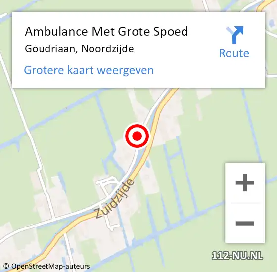 Locatie op kaart van de 112 melding: Ambulance Met Grote Spoed Naar Goudriaan, Noordzijde op 1 juni 2020 08:46