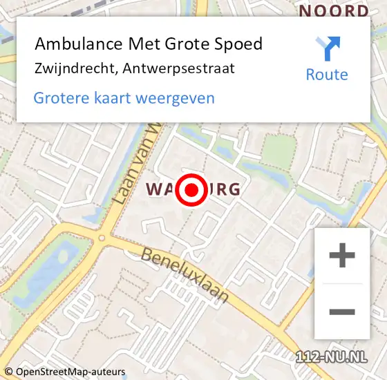 Locatie op kaart van de 112 melding: Ambulance Met Grote Spoed Naar Zwijndrecht, Antwerpsestraat op 1 juni 2020 08:52