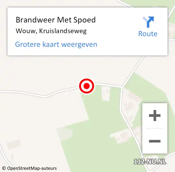 Locatie op kaart van de 112 melding: Brandweer Met Spoed Naar Wouw, Kruislandseweg op 1 juni 2020 09:50