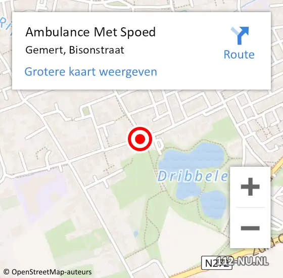 Locatie op kaart van de 112 melding: Ambulance Met Spoed Naar Gemert, Bisonstraat op 1 juni 2020 10:52