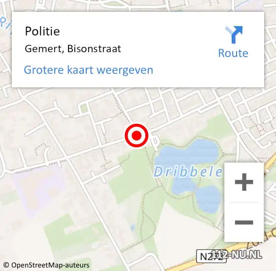 Locatie op kaart van de 112 melding: Politie Gemert, Bisonstraat op 1 juni 2020 10:52