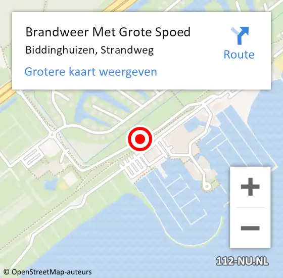 Locatie op kaart van de 112 melding: Brandweer Met Grote Spoed Naar Biddinghuizen, Strandweg op 1 juni 2020 11:44