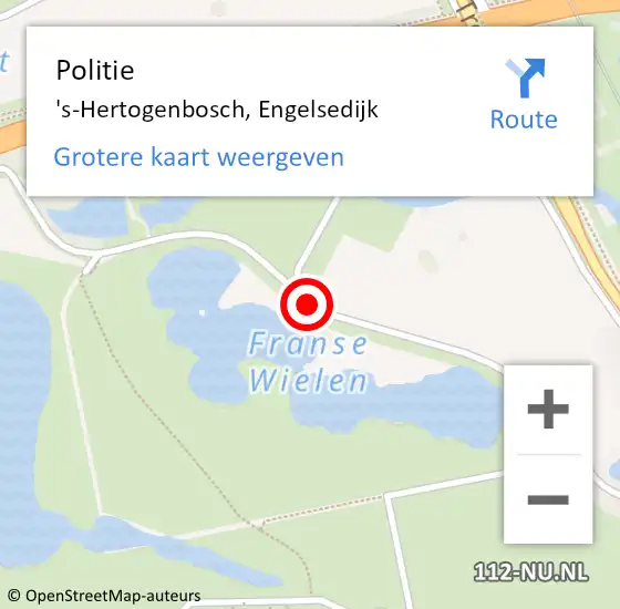 Locatie op kaart van de 112 melding: Politie 's-Hertogenbosch, Engelsedijk op 1 juni 2020 11:55