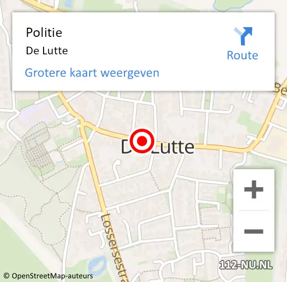 Locatie op kaart van de 112 melding: Politie De Lutte op 1 juni 2020 12:23