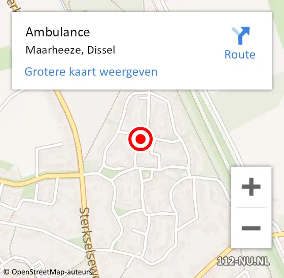 Locatie op kaart van de 112 melding: Ambulance Maarheeze, Dissel op 1 juni 2020 12:46