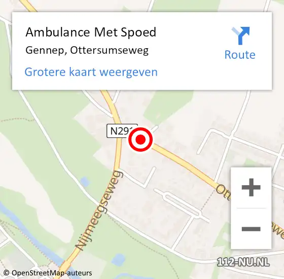 Locatie op kaart van de 112 melding: Ambulance Met Spoed Naar Gennep, Ottersumseweg op 1 juni 2020 13:06