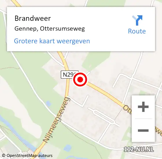 Locatie op kaart van de 112 melding: Brandweer Gennep, Ottersumseweg op 1 juni 2020 13:08