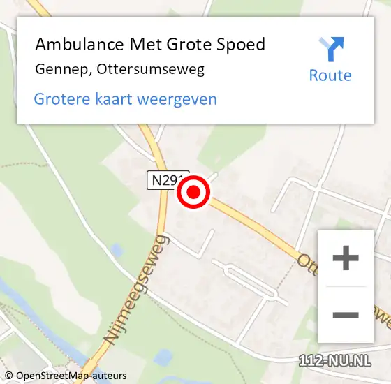 Locatie op kaart van de 112 melding: Ambulance Met Grote Spoed Naar Gennep, Ottersumseweg op 1 juni 2020 13:09