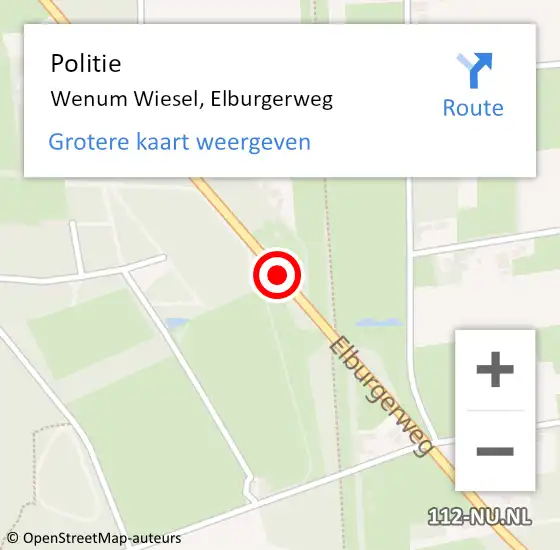 Locatie op kaart van de 112 melding: Politie Wenum Wiesel, Elburgerweg op 1 juni 2020 13:09