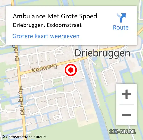 Locatie op kaart van de 112 melding: Ambulance Met Grote Spoed Naar Driebruggen, Esdoornstraat op 8 mei 2014 11:25