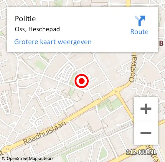 Locatie op kaart van de 112 melding: Politie Oss, Heschepad op 1 juni 2020 13:45