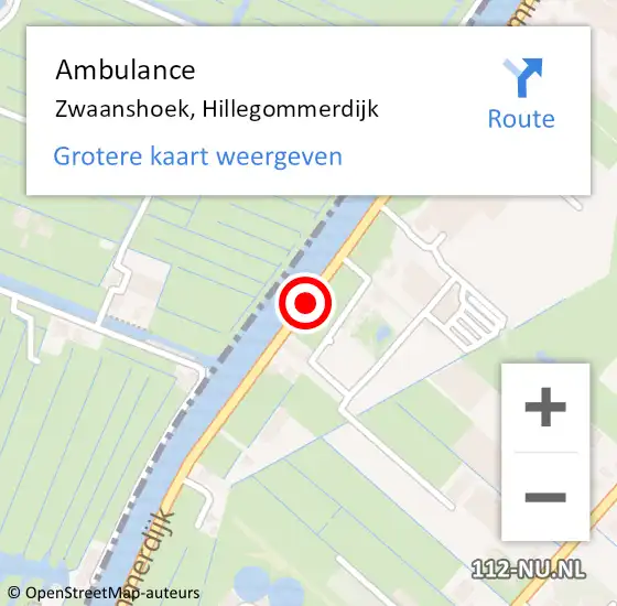 Locatie op kaart van de 112 melding: Ambulance Zwaanshoek, Hillegommerdijk op 1 juni 2020 13:46