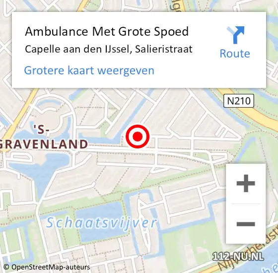 Locatie op kaart van de 112 melding: Ambulance Met Grote Spoed Naar Capelle aan den IJssel, Salieristraat op 1 juni 2020 13:52