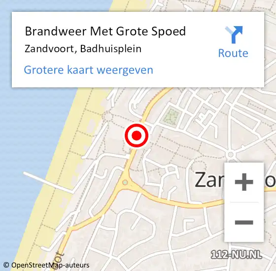 Locatie op kaart van de 112 melding: Brandweer Met Grote Spoed Naar Zandvoort, Badhuisplein op 1 juni 2020 14:16