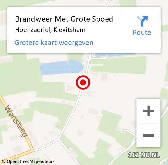 Locatie op kaart van de 112 melding: Brandweer Met Grote Spoed Naar Hoenzadriel, Kievitsham op 1 juni 2020 14:34