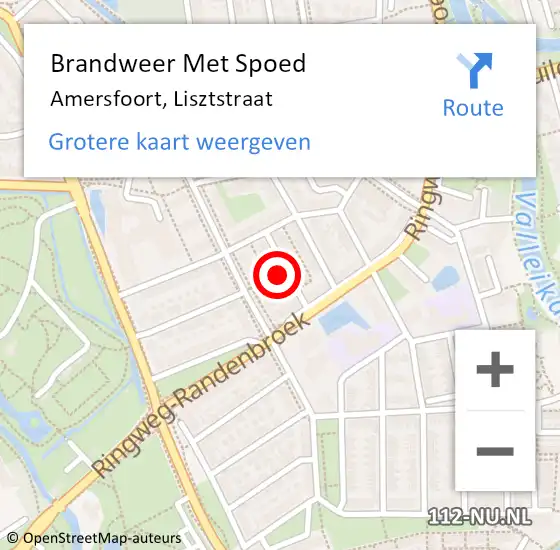 Locatie op kaart van de 112 melding: Brandweer Met Spoed Naar Amersfoort, Lisztstraat op 8 mei 2014 11:35