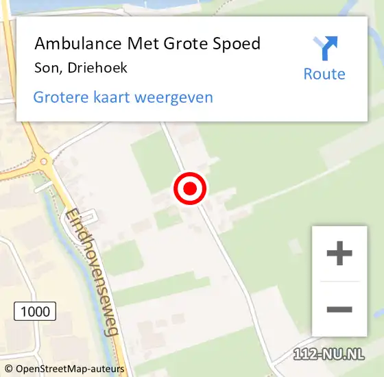 Locatie op kaart van de 112 melding: Ambulance Met Grote Spoed Naar Son, Driehoek op 1 juni 2020 15:39