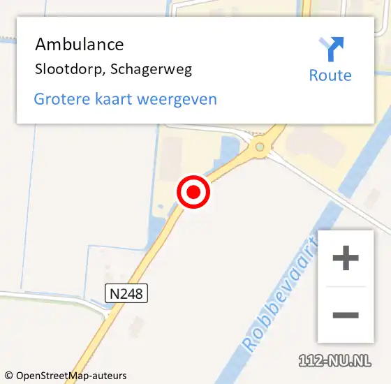 Locatie op kaart van de 112 melding: Ambulance Slootdorp, Schagerweg op 1 juni 2020 17:16