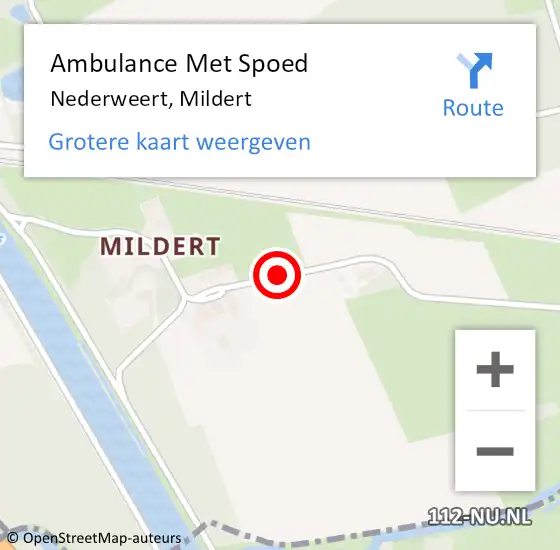 Locatie op kaart van de 112 melding: Ambulance Met Spoed Naar Nederweert, Mildert op 1 juni 2020 17:58