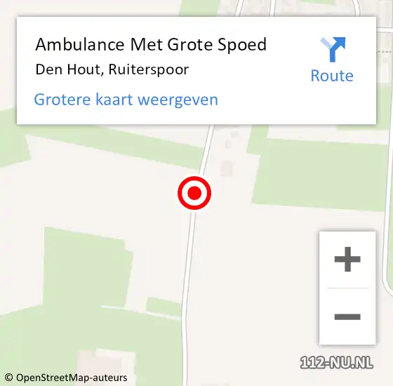 Locatie op kaart van de 112 melding: Ambulance Met Grote Spoed Naar Den Hout, Ruiterspoor op 1 juni 2020 18:13